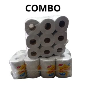 COMBO 5: HIGIENICO BLANCO 18x90MTS + ROLLO DE COCINA SOLEADO 8X200 PAÑOS
